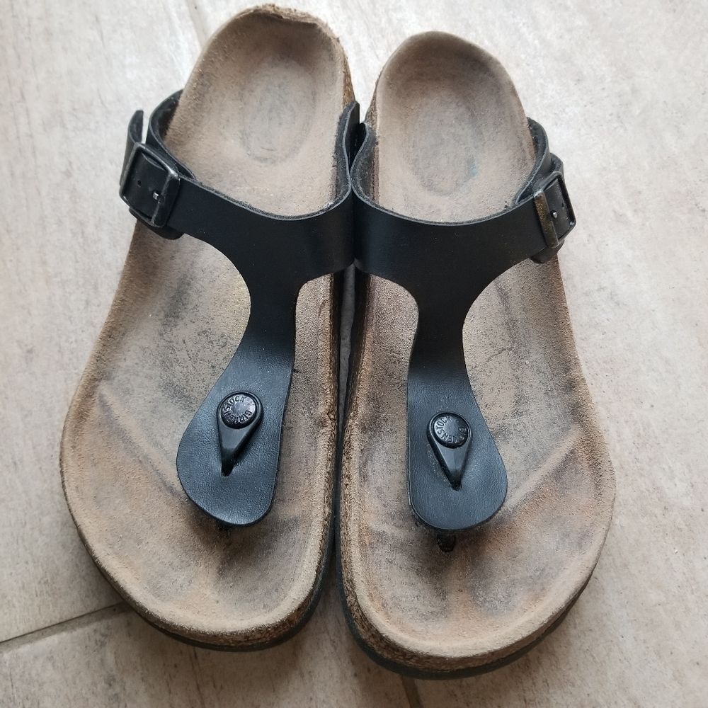 Birkenstock gizeh black leather sandal size 39